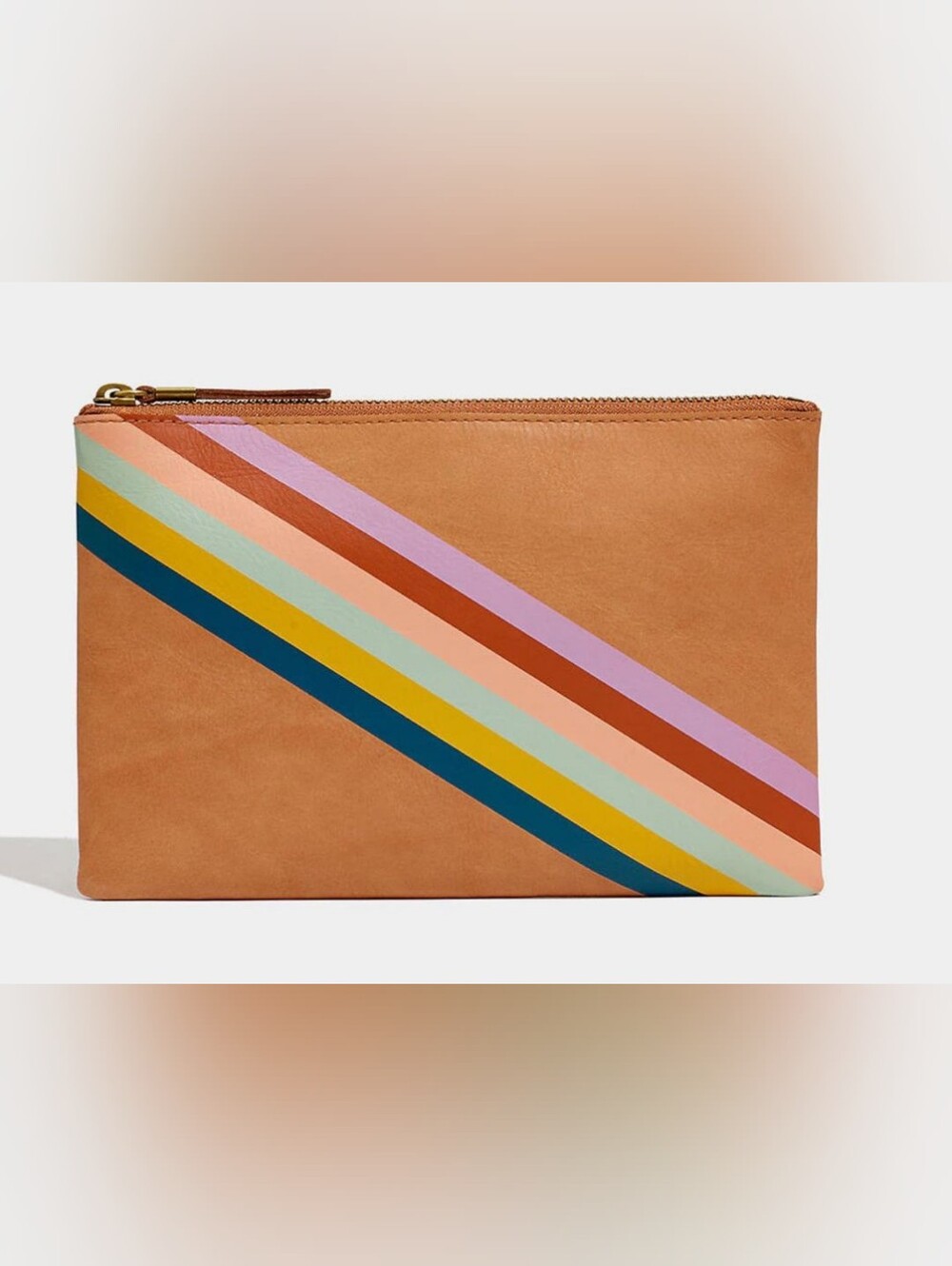 Madewell Striped Leather, Rainbow Wristlet Wallet, EUC